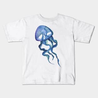 Cute Blue Watercolor Jellyfish Kids T-Shirt